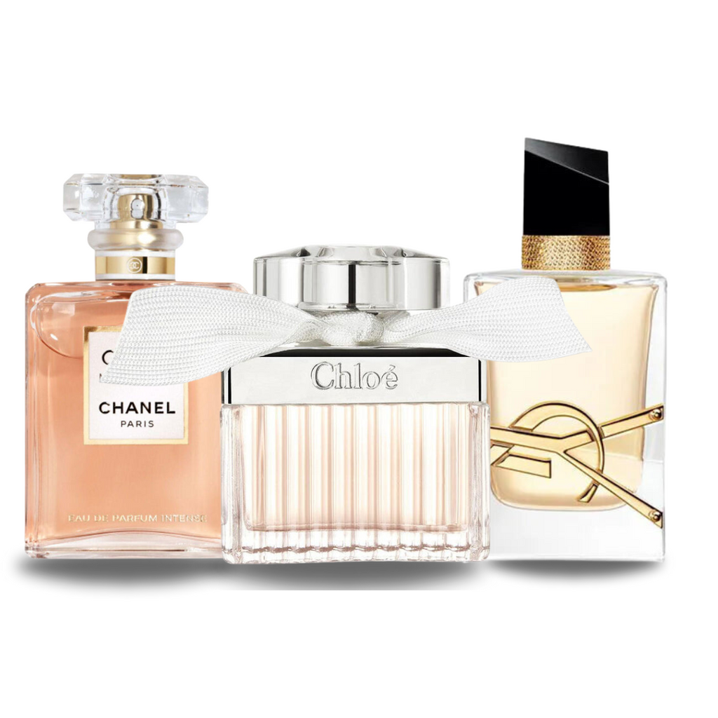 Combo de 3 Perfumes Chanel COCO MADEMOISELLE, Yves Saint Laurent LIBRE, CHLOÉ 100ml